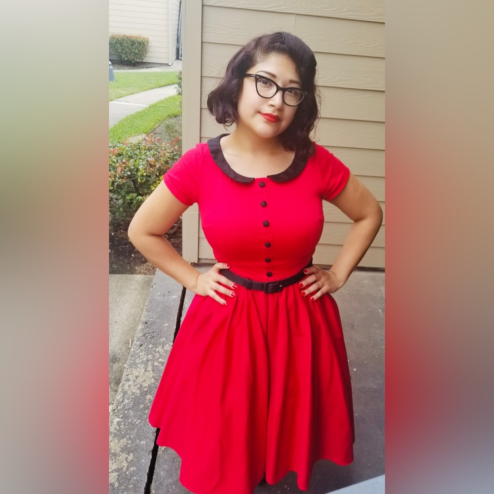Pinup Couture M Womans Dress Red Black, A-line, Fit & Flare